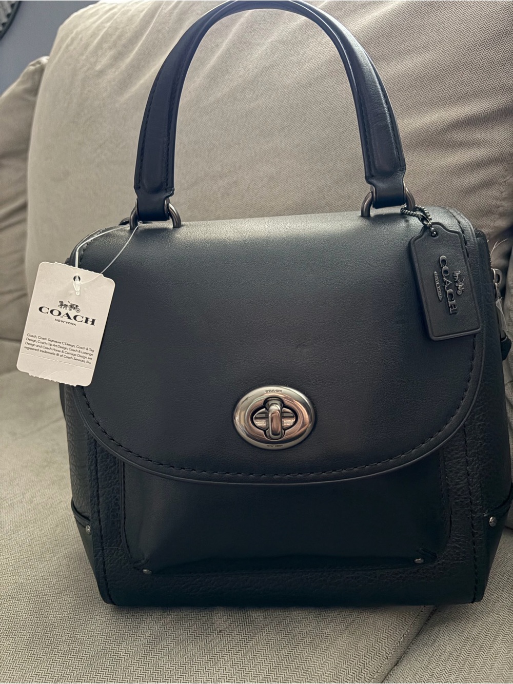 COACH - “Faye”Black Leather Convertible Crossbody Backpack, NWT